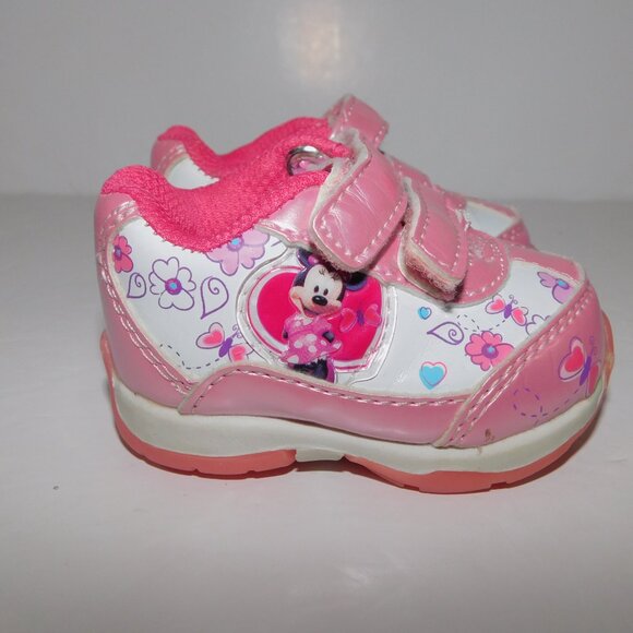 VTG Disney Minnie Mouse Pink White Baby Girl size 1 Sneaker Running Shoes 0-3 m - Picture 5 of 9